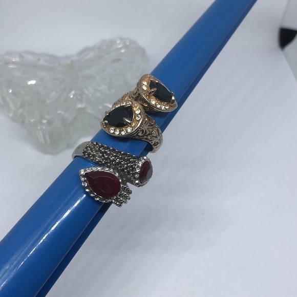 BUNDLE lot two statement wrap look ring costume trendy - Picture 6 of 7